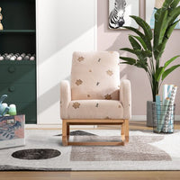 26.8"W Rocking Chair for Nursery, Mid Century Accent Rocker Armchair With Side Pocket, Modern Upholstered High Back Wooden Rocking Chair for Living Room Baby Kids Room Bedroom, Beige Boucle