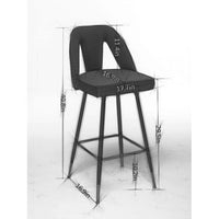 Contemporary Upholstered Barstool, Set of 2, Contemporary Velvet Bar Stools, 28" Connor Counter Stools with Nailheads and Gold Tipped Black Metal Legs, for Living Room, Dinning Room, Blue