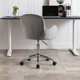 Swivel Accent Velvet Chair Home Office Computer Desk Task Chair Adjustable Armchair Makeup Vanity Chair with Wheels and Silver Metal Base for Living Room Bedroom, Gray