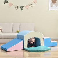 Soft Foam Playset, Safe Soft Zone Single-Tunnel Foam Climber for Kids, Lightweight Active Play Structure with Slide Stairs and Ramp for Beginner Toddlers Climb and Crawl, Indoor & Outdoor Toys