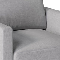 Accent Chair Classic Linen Armchair with Bronze Nailhead Trim Wooden Legs and Button-Dotting Backrest Single Sofa Couch for Living Room, Bedroom, Balcony, Gray