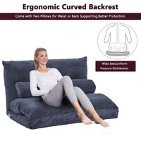 Sofa Bed Adjustable Folding Futon Sofa Video Gaming Sofa Lounge Sofa with Two Pillows, Convertible Upholstered Memory Foam Padded Cushion Sofa Bed, Bluish Gray