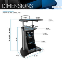Mobile Laptop Podium, Height Adjustable Sit to Stand Desk with Tilting Desktop & Storage Cabinet, Ergonomic Rolling Lectern Cart Laptop Desk, Office Podium Stand on Wheels (Graphite)