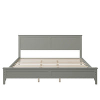 King Size Platform Bed, Solid Wood Bed Frame with Headboard and Footboard, Modern Platform Bed Frame with Slats Support for Teens Adults, No Box Spring Required, Gray