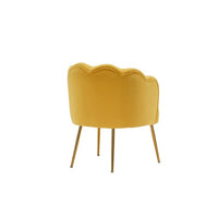 Velvet Upholstered Living Room Accent Chair, Modern Vanity Chair Leisure Armchair with Shell Shape Back, Yellow