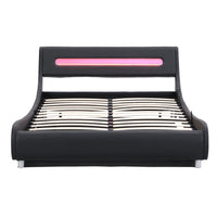 Upholstered Platform Bed with LED Headboard, Full Size Low Profile Platform Bed with Under Bed Storage Space and 20 Color LED Lights for Adults