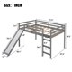 Full Size Loft Bed with Slide and Ladder, Low Loft Bed for Kids