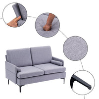 54inch Couch for Living Room, Mid Century Modern Loveseat Sofa with 2 Bolster Pillows, Upholstered Sofa with Arms for Bedroom, Apartment, Home Office, Light Gray