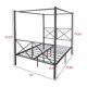 Black Full Size Canopy Bed, Metal Structure Platform Bed Frame with X Shaped Headboard and Footboard, No Box Spring Needed, Furniture for Bedroom, Guest Room