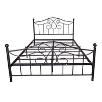 Queen Size Metal Platform Bed with Butterfly Shaped Headboard and Footboard, 10.63 Inches Height Under Bed Storage Space, for Teens, Adults, Black