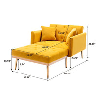 INCLAKE Velvet 2 in 1 Chaise Lounge Chair Indoor, Modern Single Sofa Bed, Recliner Chair with 3 Adjustable Angles,Convertible Sleeper Chair with Thick Padded for Living Room Bedroom,Office,Mango Color