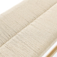 JINS&VICO Indoor Bench with Paper Cord for Bedroom Living Room, Rubber Wood Legs, 39.5“Lx14.5”Wx17.5“H