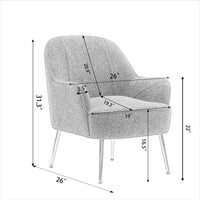 TRIPLE TREE Modern Soft Teddy Fabric Ivory Ergonomics Accent Chair, Comfy Fluffy Armchair, Vanity Chair with Gold Legs and Adjustable Legs for Indoor Home Living Room Bedroom, White