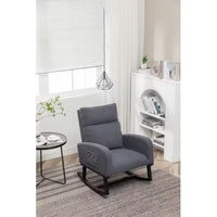 Modern Nursery Rocking Chair, Upholstered Glider Rocker, Teddy Material Comfy Accent Armchair with High Back, Mid-Century Lounge Arm Chair for Living Room, dark gray
