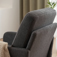 Modern Teddy Accent Chair, Living Room Chair, Club Chair Upholstered Tufted Decorative Reading Chair, Corner Side Chair, Vanity Chair for Bedroom, Living Room (Dark Gray)