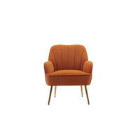 Modern Velvet Single Sofa Chair, Upholstered Accent Chair Armchair with Metal Legs, Comfy Barrel Chair Reading Chair Lounging Chair Side Chair for Bedroom, Living Room and Office, Easy Assemble,Orange