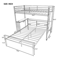 Twin Over Full Bunk Bed with Desk for Kids, Convertible to 2 Platform Beds Industrial Heavy Duty Metal Pipe Loft Bed with Ladder and Guardrail for Teens Boys Girls Adult, No Box Spring Needed, Black