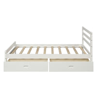 Wood Platform Bed with 2 Drawers,Twin Bed Frame with Headboard,Easy Assembly,Furniture for Kids,Toddlers,Teens Bedroom,Guest Room,White