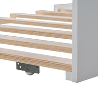 JINS&VICO Wood Platform Bed Wooden Daybed with Trundle, Twin Size Captain’s Bed, White(New)