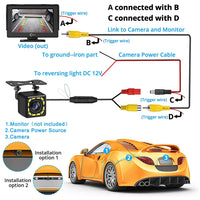Car Rear View Camera Ultra HD Waterproof 40° Wide View Angle with Multiple Mount Brackets