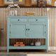 39" Accent Console Table Sofa Table Storage Table with Drawers, Cabinets and Shelf, Modern Entryway Table with Storage Drawers, 2-Tier Console Table Narrow Long Table for Living Room, Retro Green