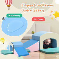 Soft Foam Playset, Safe Soft Zone Single-Tunnel Foam Climber for Kids, Lightweight Active Play Structure with Slide Stairs and Ramp for Beginner Toddlers Climb and Crawl, Indoor & Outdoor Toys