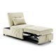 Single Folding Sofa Bed with Pulled Out Ottoman, Recliner Chair with 1 Pillow and Side Pocket, Beige