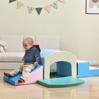 Soft Foam Playset, Safe Soft Zone Single-Tunnel Foam Climber for Kids, Lightweight Active Play Structure with Slide Stairs and Ramp for Beginner Toddlers Climb and Crawl, Indoor & Outdoor Toys