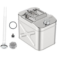 5 Gallon Stainless Steel Gas Can, Tight Sealed Fuel Storage Tank Portable Emergency Backup Petrol Tank with 3 Handles + Convenient Nozzle for Motorcycle, Cars, Trucks(20L)
