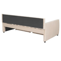 Twin Size Upholstered Daybed with 2 Storage Drawers, Modern Velvet Sofa Bed Frame with Tufted Backrest and Square Armrest, Storage Bed with Slats Support for Living Room, Bedroom, Beige