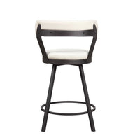24-inch Counter Height Swivel Bar Chairs Set of 2, Faux Leather Upholstered Dining Chairs with Hollow-back Design and Metal Base, Metal Frame Side Chair for Dining Room Bar Kitchen, White