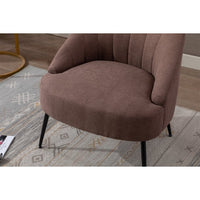 Fabric Accent Chair,Modern Cotton Linen Vanity Chair Side Chair with Black Metal Legs,Upholstered Tufted Single Sofa Chair Leisure Reading Chair Dining Chair for Living Room Office Apartment,Coffee