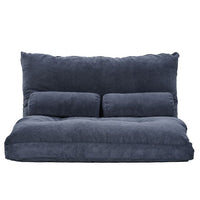 Sofa Bed Adjustable Folding Futon Sofa Video Gaming Sofa Lounge Sofa with Two Pillows, Convertible Upholstered Memory Foam Padded Cushion Sofa Bed, Bluish Gray