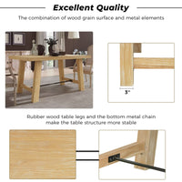 Wood Dining Table, Rectangular Kitchen Furniture Dining Table with Wide Tabletop Surface and 4 Solid Legs, Modern Square Table for Kitchen Living Room, Easy Assembly, Natural