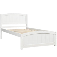 Twin Bed Frame for Kids Girls Adults, Wood Platform Bed with Headboard, Footboard and Solid Wood Slat Support, No Box Spring Needed, White