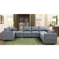 Convertible Sectional Sofa with Storage Seat, Modular Sectional Sofa, U/L Shaped Convertible Couch with Reversible Chaise Storage Seat with Ottomans, for Living Room, Gray