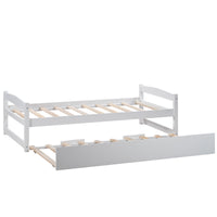 JINS&VICO Wood Platform Bed Wooden Daybed with Trundle, Twin Size Captain’s Bed, White(New)