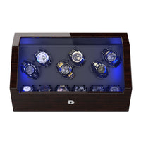 6 Automatic Watch Winder with 6 Storage, Carbon fiber/Pine Bark Pattern