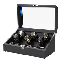 6 Automatic Watch Winder with 6 Storage, Carbon fiber/Pine Bark Pattern