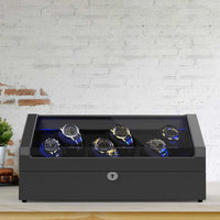 6 Automatic Watch Winder with 6 Storage, Carbon fiber/Pine Bark Pattern