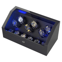 6 Automatic Watch Winder with 6 Storage, Carbon fiber/Pine Bark Pattern