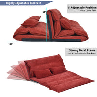 JINS&VICO Sofa Bed Adjustable Folding Futon Sofa Leisure Sofa Bed with Two Pillows