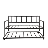 Twin Daybed with Trundle,Multifunctional Metal Lounge Daybed Frame,for Living Room Guest Room