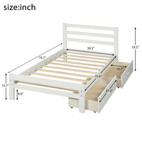 Wood Platform Bed with 2 Drawers,Twin Bed Frame with Headboard,Easy Assembly,Furniture for Kids,Toddlers,Teens Bedroom,Guest Room,White
