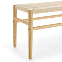 JINS&VICO Indoor Bench with Paper Cord for Bedroom Living Room, Rubber Wood Legs, 39.5“Lx14.5”Wx17.5“H