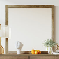 Hanging Wall Mirror,Square Wood Framed Mirror,Vanity Mirror Bathroom Mirror,Rustic Decorative Rectangle Wall Mirror for the Bathroom Living Room Bedroom Hallway,35.9"LX35.9"WX0.78"H,Walnut