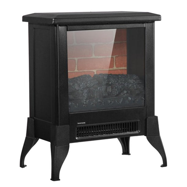 1400W Freestanding Fireplace with A Rocker Heating Switch Button and A Temperature Control Knob, Fake Wood Heater