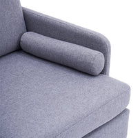 54inch Couch for Living Room, Mid Century Modern Loveseat Sofa with 2 Bolster Pillows, Upholstered Sofa with Arms for Bedroom, Apartment, Home Office, Light Gray