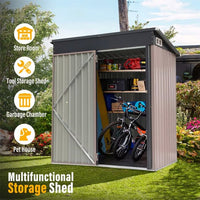 Outdoor Storage Shed, 5x3 ft Metal Sheds & Outdoor Storage Shed Organizer, Garden Tool Bike Shed with Lockable Door, Garden Tool House, Waterproof Design for Backyard, Patio, Lawn, Black