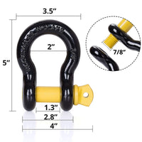 Tow Strap Recovery Kit-3' x 10ft (30,000 lbs. Break Strength) +3/4" D Ring Shackles （62,831 LBS Break Strength）(2pcs.)-Heavy Duty Recovery Kit -Off Road Towing Accessory for Jeeps & Trucks